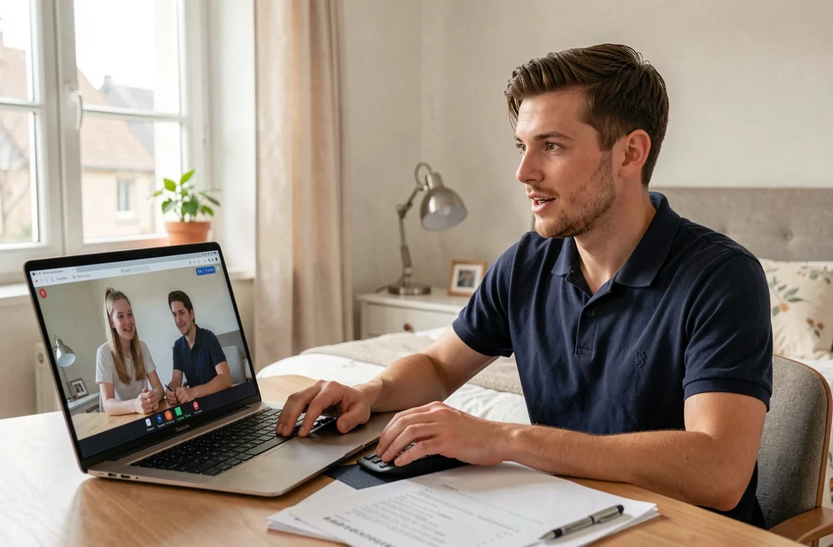 Professeur Anacours donnant un cours à distance en ligne à une élève depuis son domicile