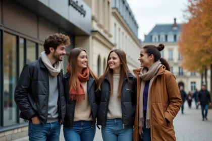 Groupe d'étudiants internationaux devant Bordeaux INP