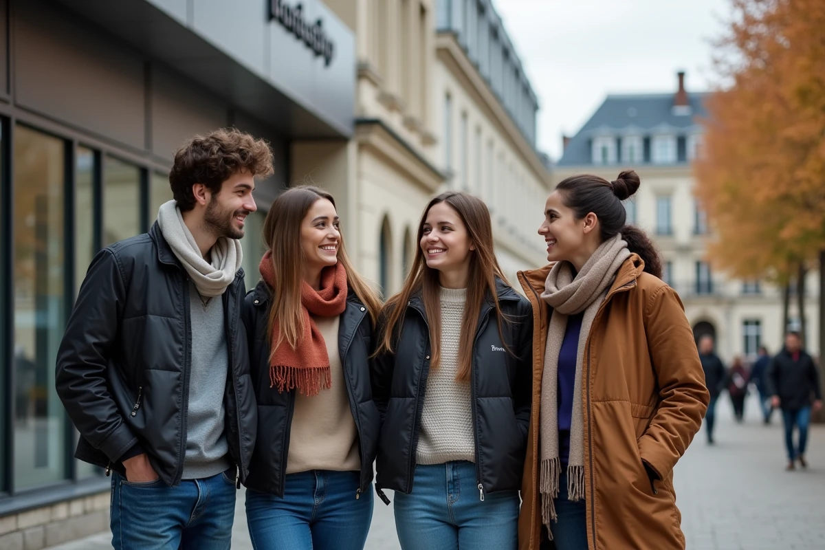 Groupe d'étudiants internationaux devant Bordeaux INP