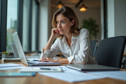 Femme d'affaires en réunion dans un bureau moderne