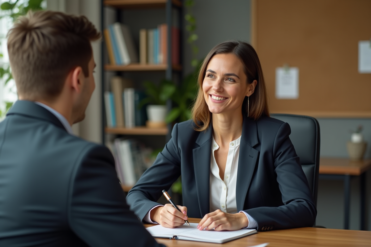 Femme professionnelle en réunion dans un bureau moderne