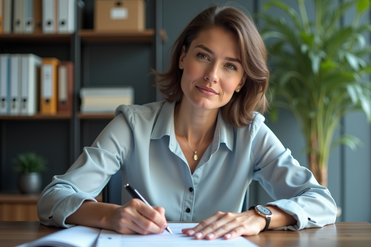 Femme confiante remplissant un formulaire de formation