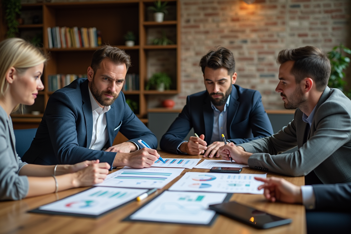 Groupe divers collaborant sur un pitch dans un espace coworking