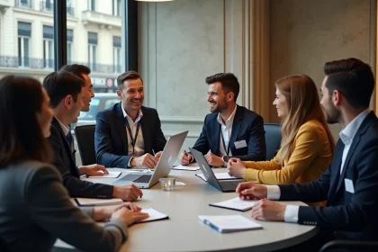 Groupe de professionnels en réunion à Paris