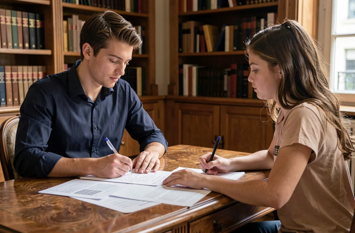 Tuteur du Groupe Réussite donnant un cours particulier à une élève dans un bureau parisien