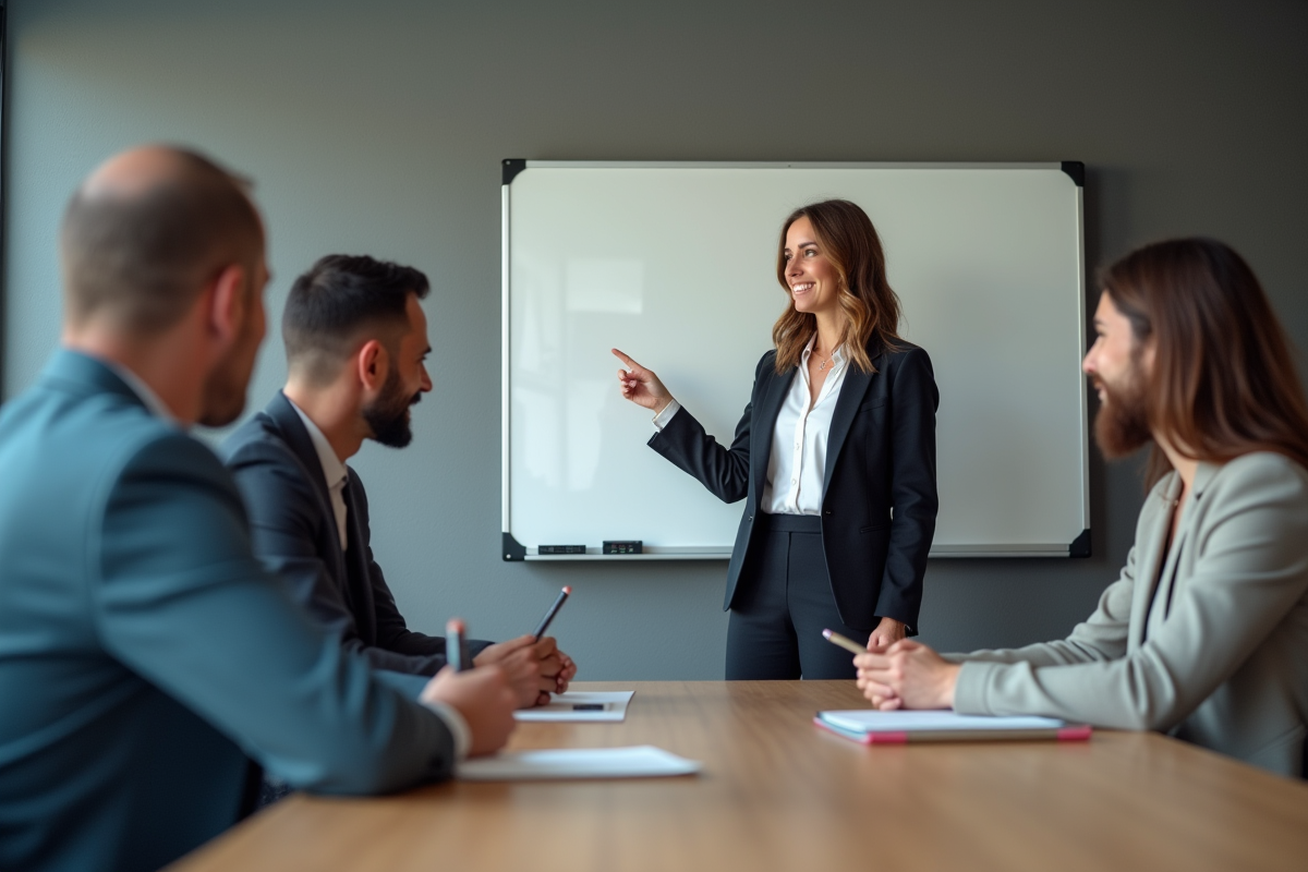 Groupe diversifié en réunion de travail moderne