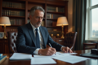 Homme d'affaires en costume dans un bureau professionnel