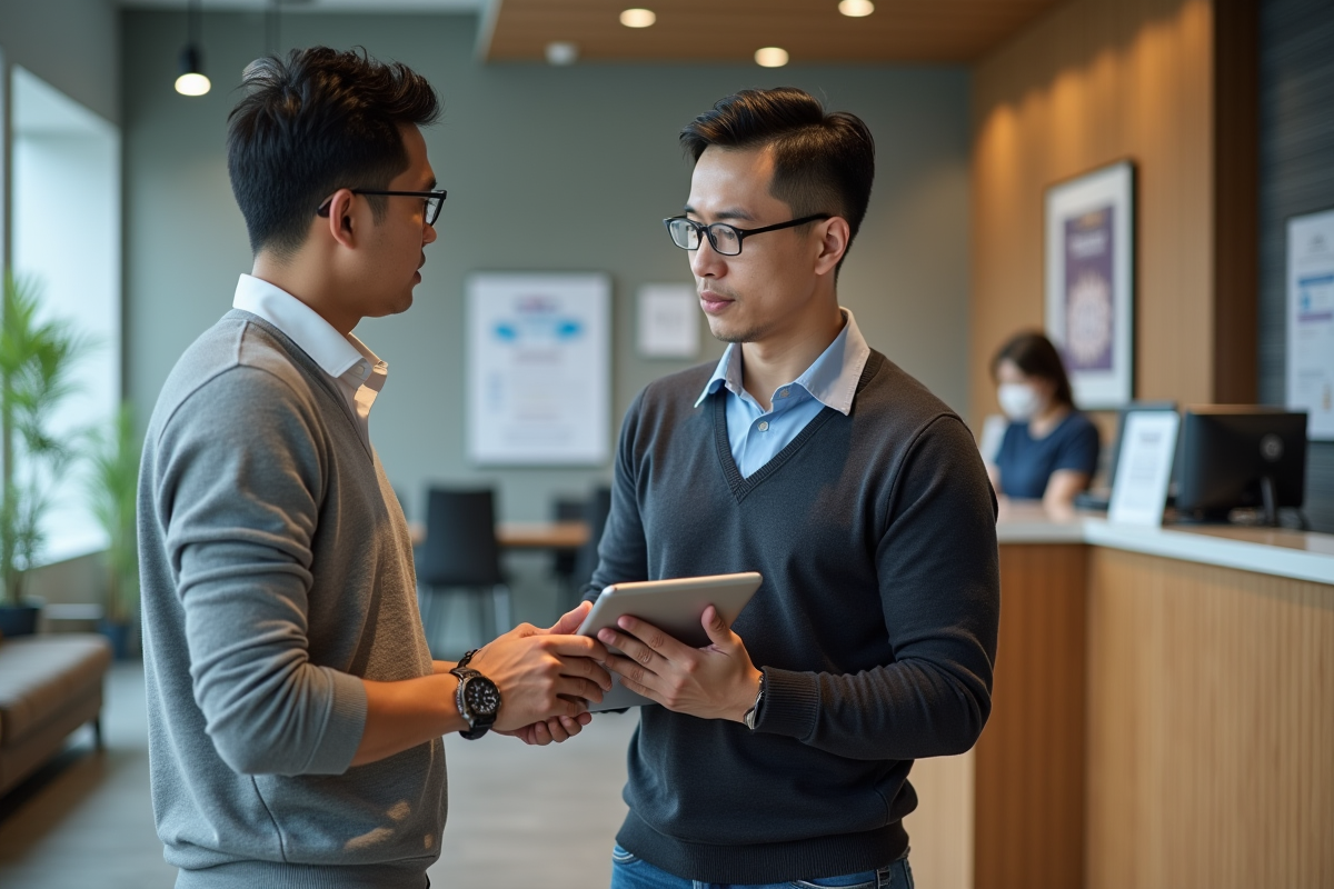 Homme au centre de formation vérifiant son éligibilité CPF