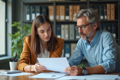 Jeune femme internant avec un entrepreneur dans un bureau moderne