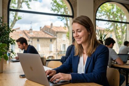 Jeune femme professionnelle souriante dans un bureau lumineux