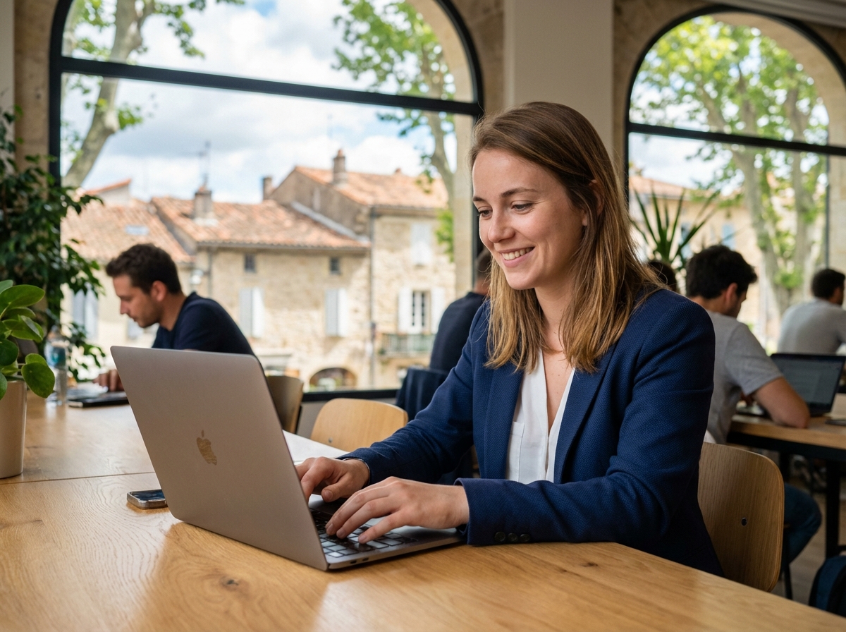 Jeune femme professionnelle souriante dans un bureau lumineux