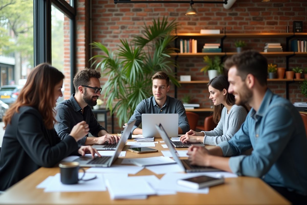 Groupe de jeunes professionnels en réunion créative