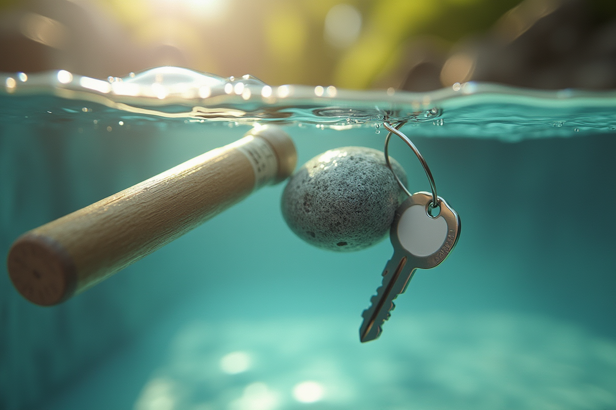 Objets flottants dans l'eau avec lumière naturelle
