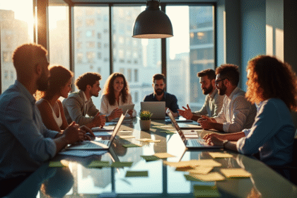 Groupe de professionnels en réunion de brainstorming